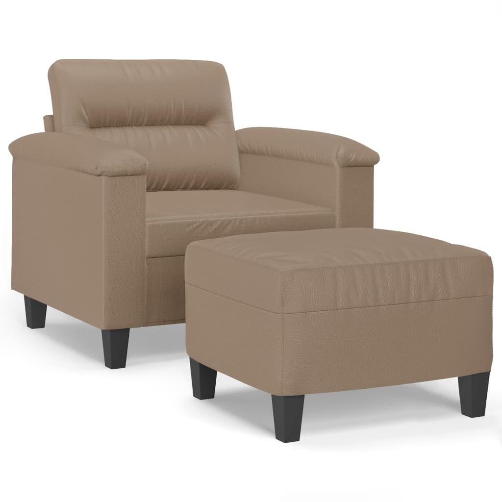 Fauteuil met voetenbank 60 cm kunstleer cappuccinokleurig is nu te koop bij PeponiXL, paradijselijk wonen!