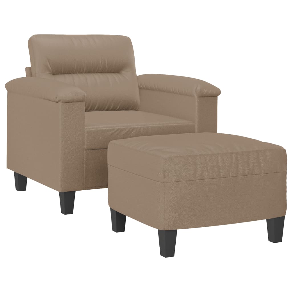 Fauteuil met voetenbank 60 cm kunstleer cappuccinokleurig is nu te koop bij PeponiXL, paradijselijk wonen!