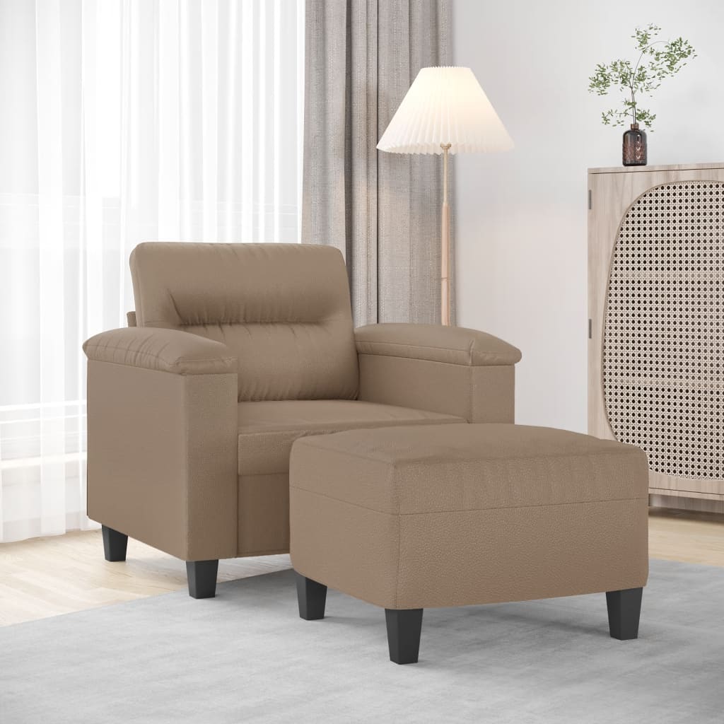 Fauteuil met voetenbank 60 cm kunstleer cappuccinokleurig is nu te koop bij PeponiXL, paradijselijk wonen!