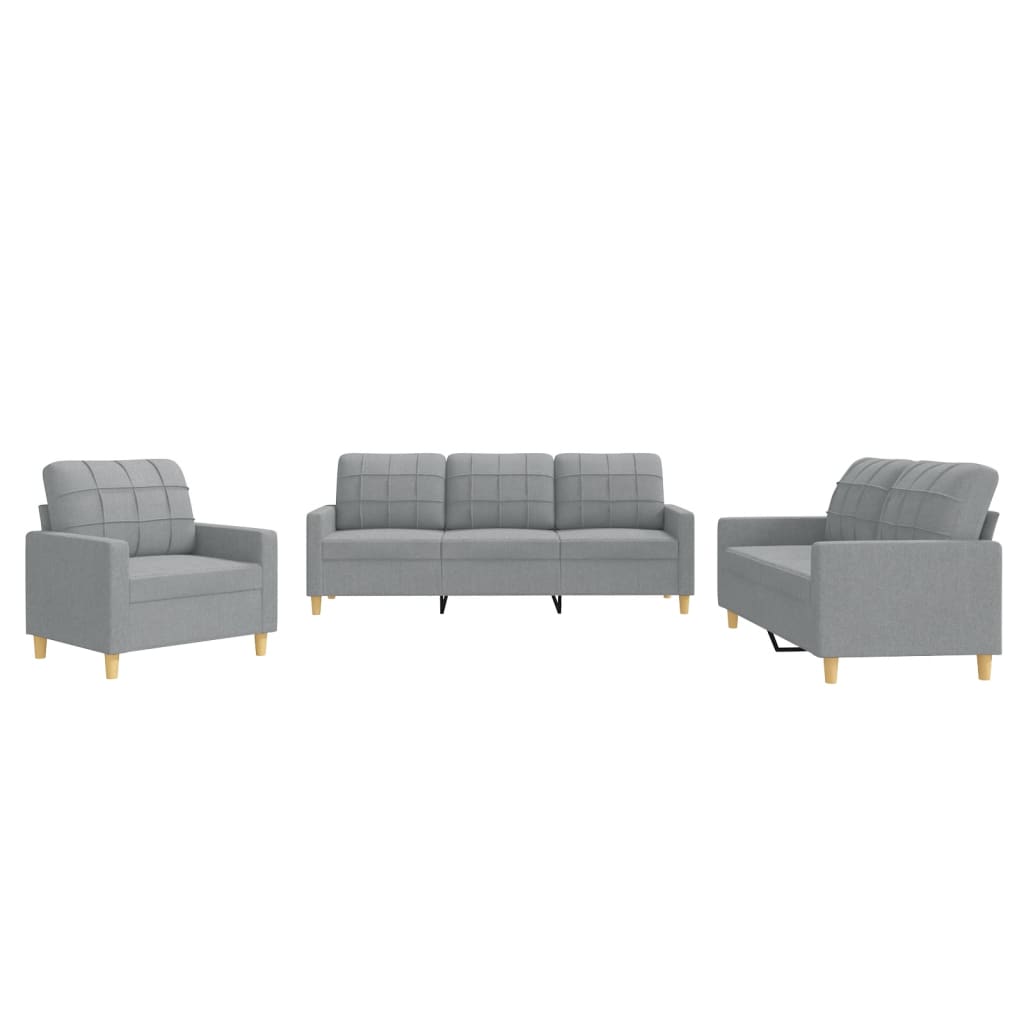 3-delige Loungeset met kussens stof lichtgrijs is nu te koop bij PeponiXL, paradijselijk wonen!