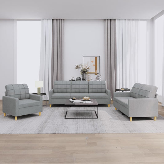 3-delige Loungeset met kussens stof lichtgrijs is nu te koop bij PeponiXL, paradijselijk wonen!