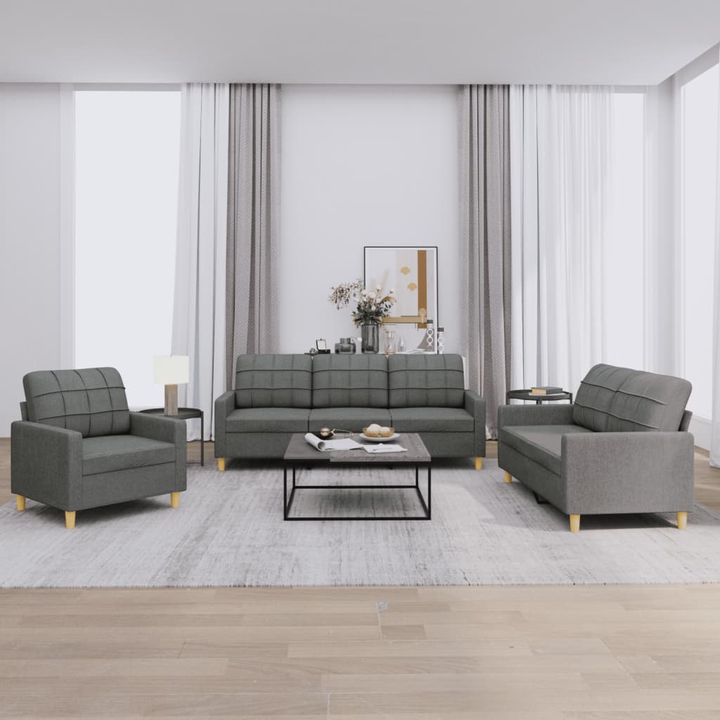 3-delige Loungeset met kussens stof donkergrijs is nu te koop bij PeponiXL, paradijselijk wonen!