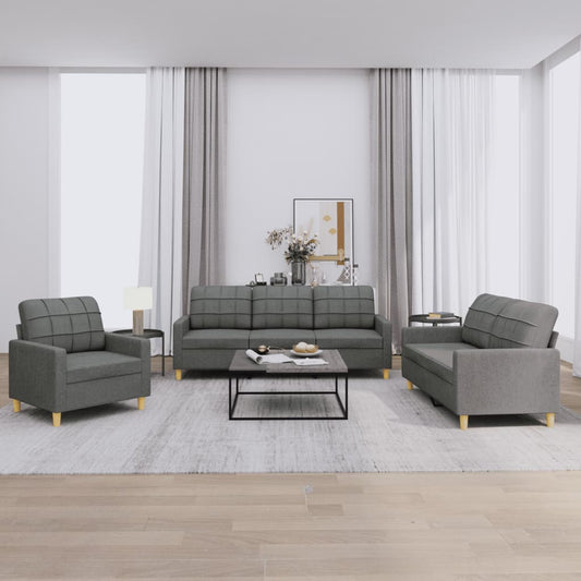 3-delige Loungeset met kussens stof donkergrijs is nu te koop bij PeponiXL, paradijselijk wonen!