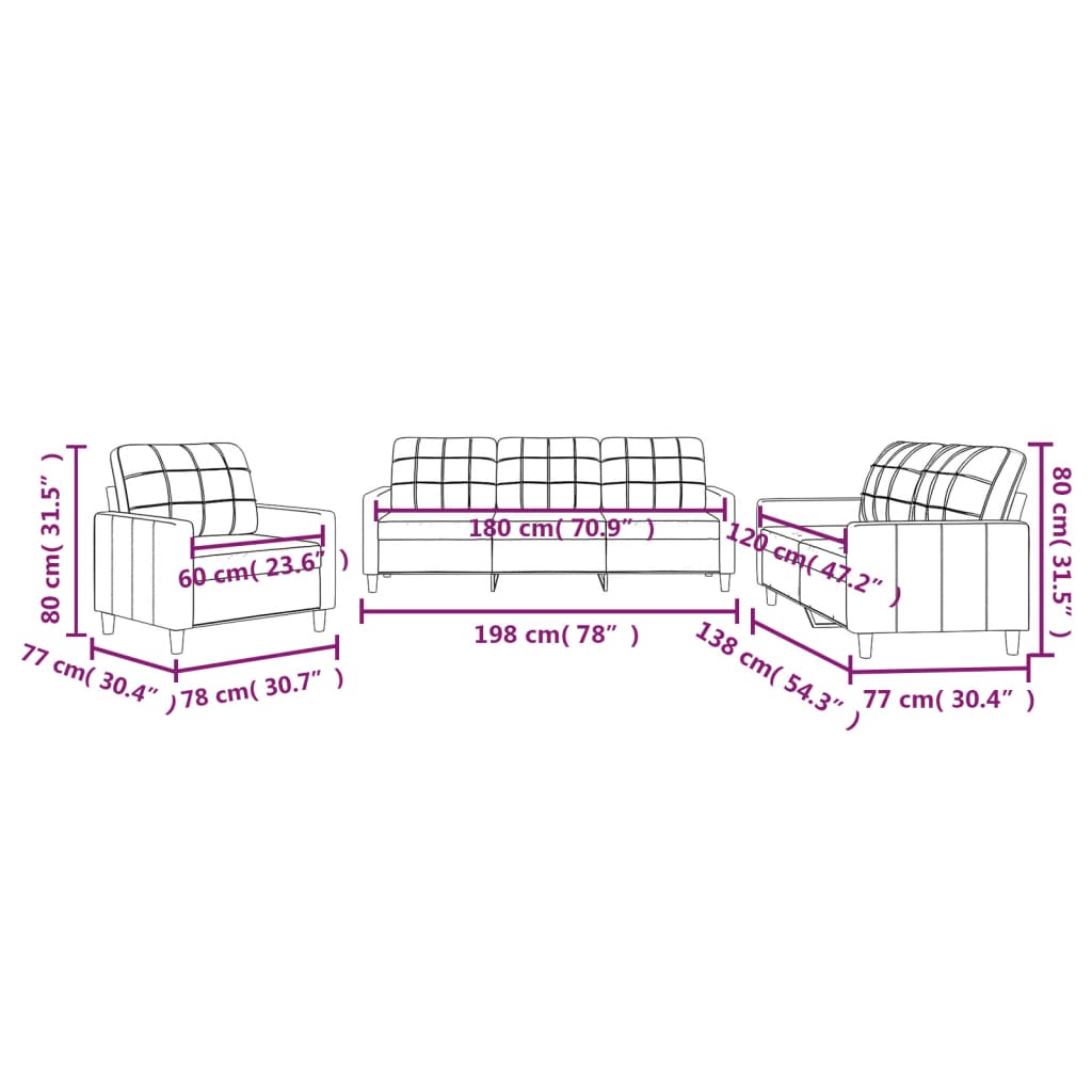 3-delige Loungeset met kussens stof crèmekleurig is nu te koop bij PeponiXL, paradijselijk wonen!