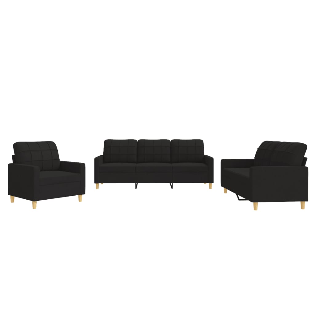 3-delige loungeset met kussens stof zwart is nu te koop bij PeponiXL, paradijselijk wonen!