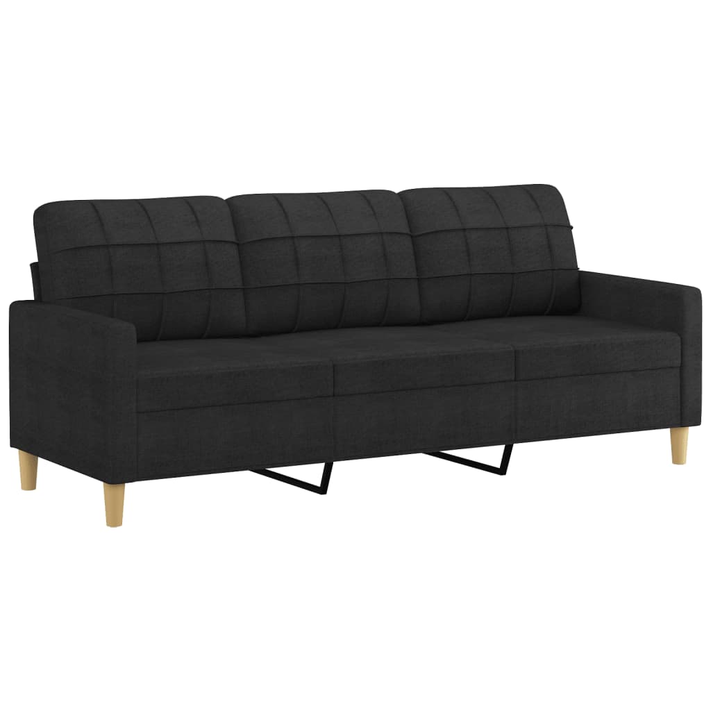 3-delige loungeset met kussens stof zwart is nu te koop bij PeponiXL, paradijselijk wonen!