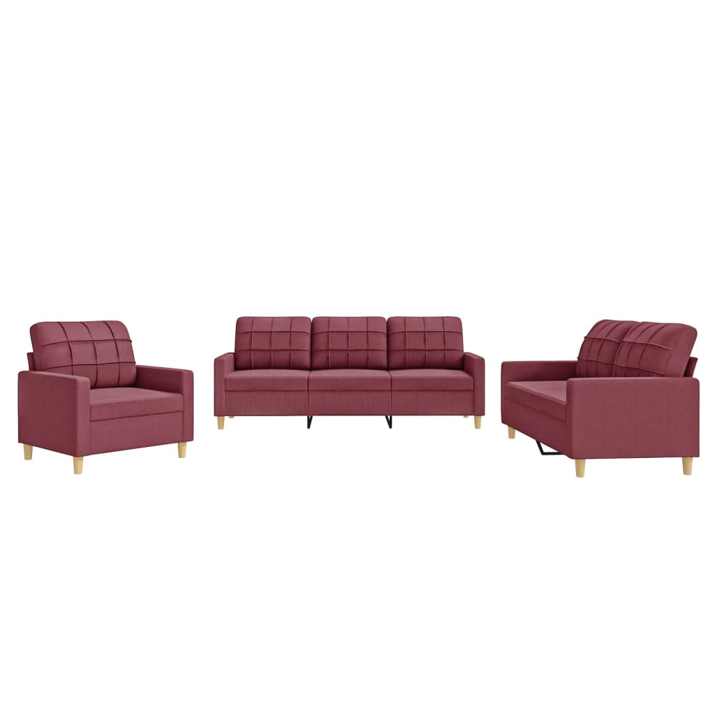 3-delige Loungeset met kussens stof wijnrood is nu te koop bij PeponiXL, paradijselijk wonen!