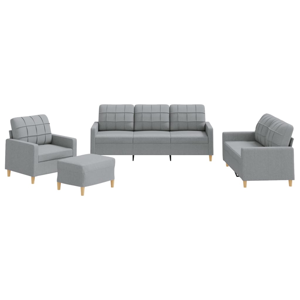 4-delige Loungeset met kussens stof lichtgrijs is nu te koop bij PeponiXL, paradijselijk wonen!