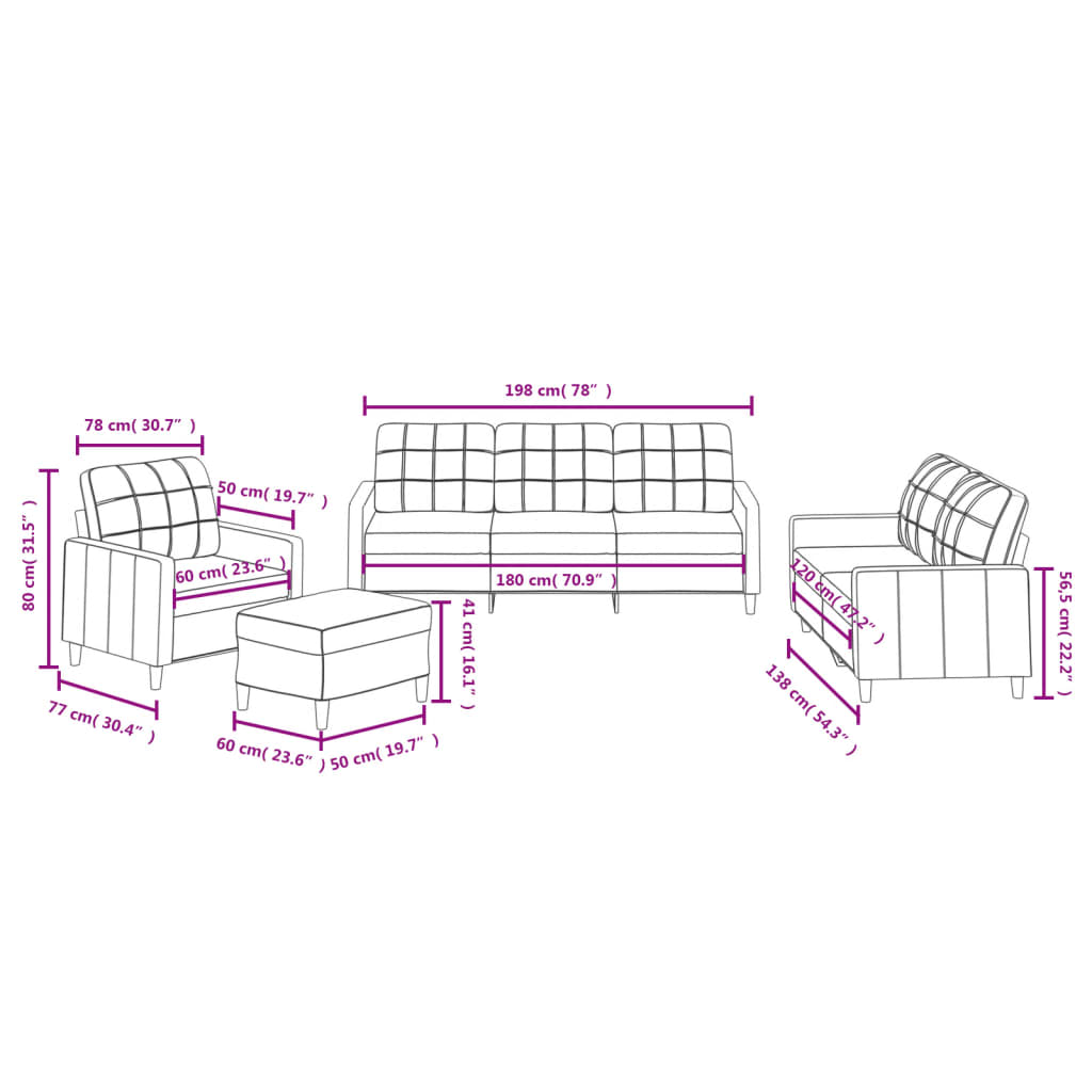 4-delige Loungeset met kussens stof lichtgrijs is nu te koop bij PeponiXL, paradijselijk wonen!