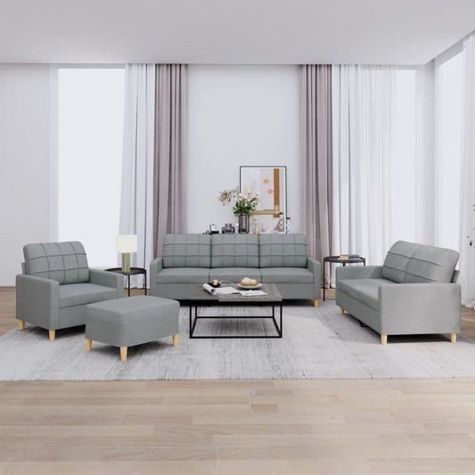 4-delige Loungeset met kussens stof lichtgrijs is nu te koop bij PeponiXL, paradijselijk wonen!