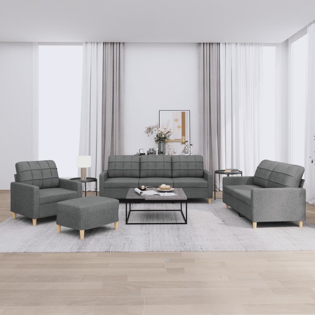 4-delige Loungeset met kussens stof donkergrijs is nu te koop bij PeponiXL, paradijselijk wonen!