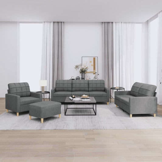4-delige Loungeset met kussens stof donkergrijs is nu te koop bij PeponiXL, paradijselijk wonen!