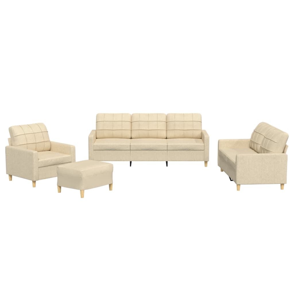 4-delige Loungeset met kussens stof crèmekleurig is nu te koop bij PeponiXL, paradijselijk wonen!