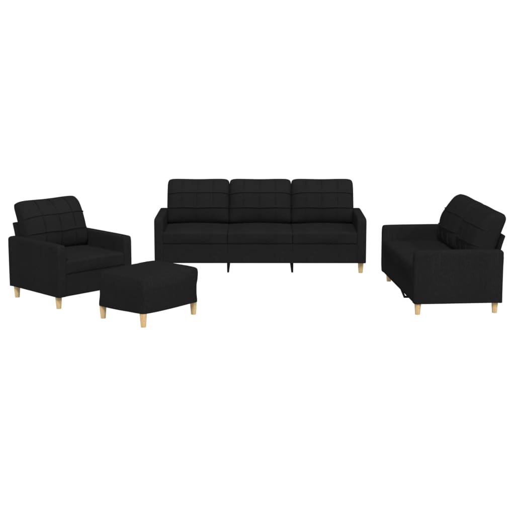 4-delige loungeset met kussens stof zwart is nu te koop bij PeponiXL, paradijselijk wonen!
