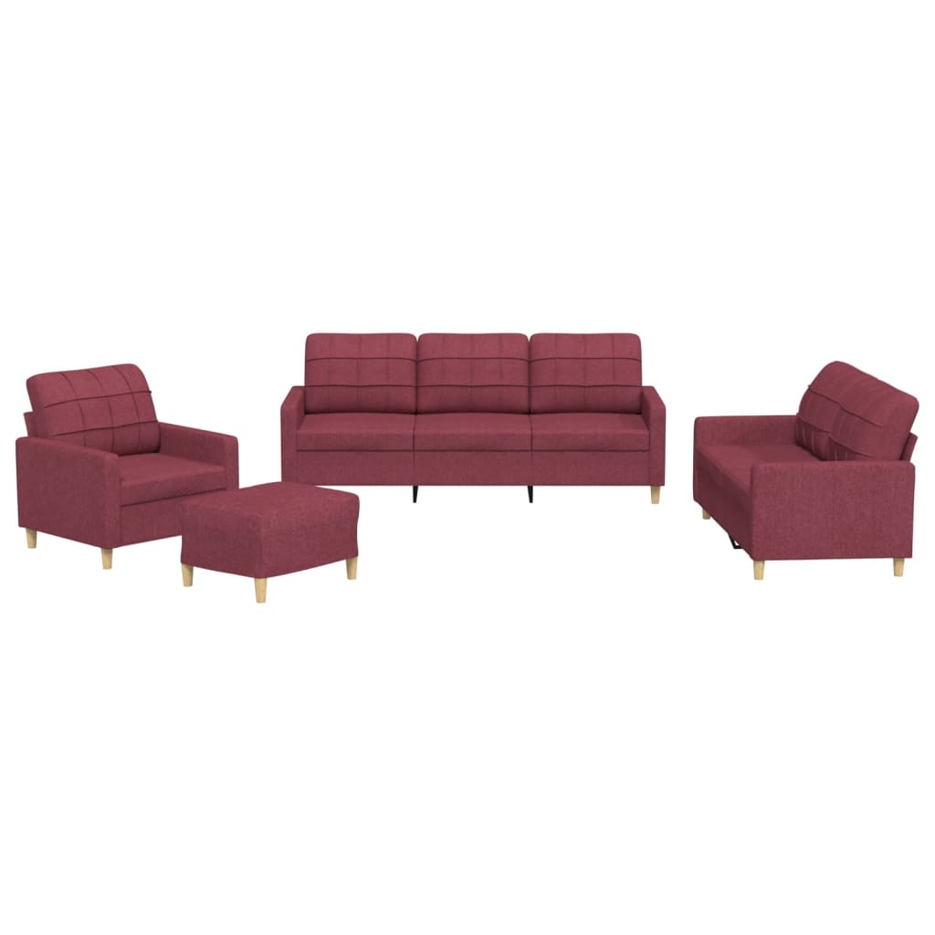 4-delige Loungeset met kussens stof wijnrood is nu te koop bij PeponiXL, paradijselijk wonen!