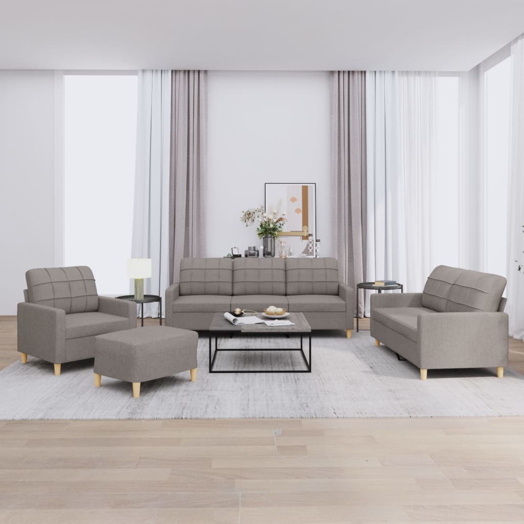 4-delige Loungeset met kussens stof taupe is nu te koop bij PeponiXL, paradijselijk wonen!