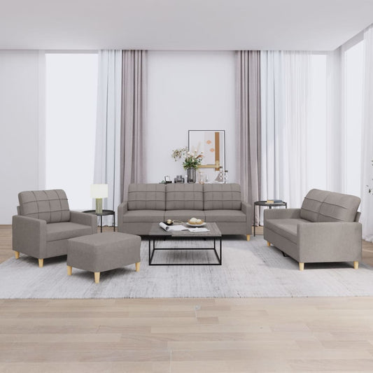 4-delige Loungeset met kussens stof taupe is nu te koop bij PeponiXL, paradijselijk wonen!