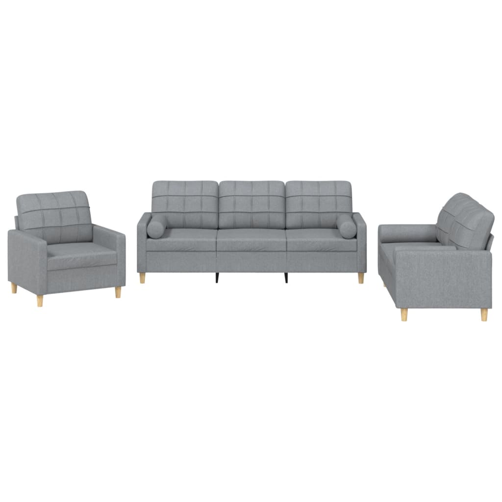 3-delige Loungeset met kussens stof lichtgrijs is nu te koop bij PeponiXL, paradijselijk wonen!