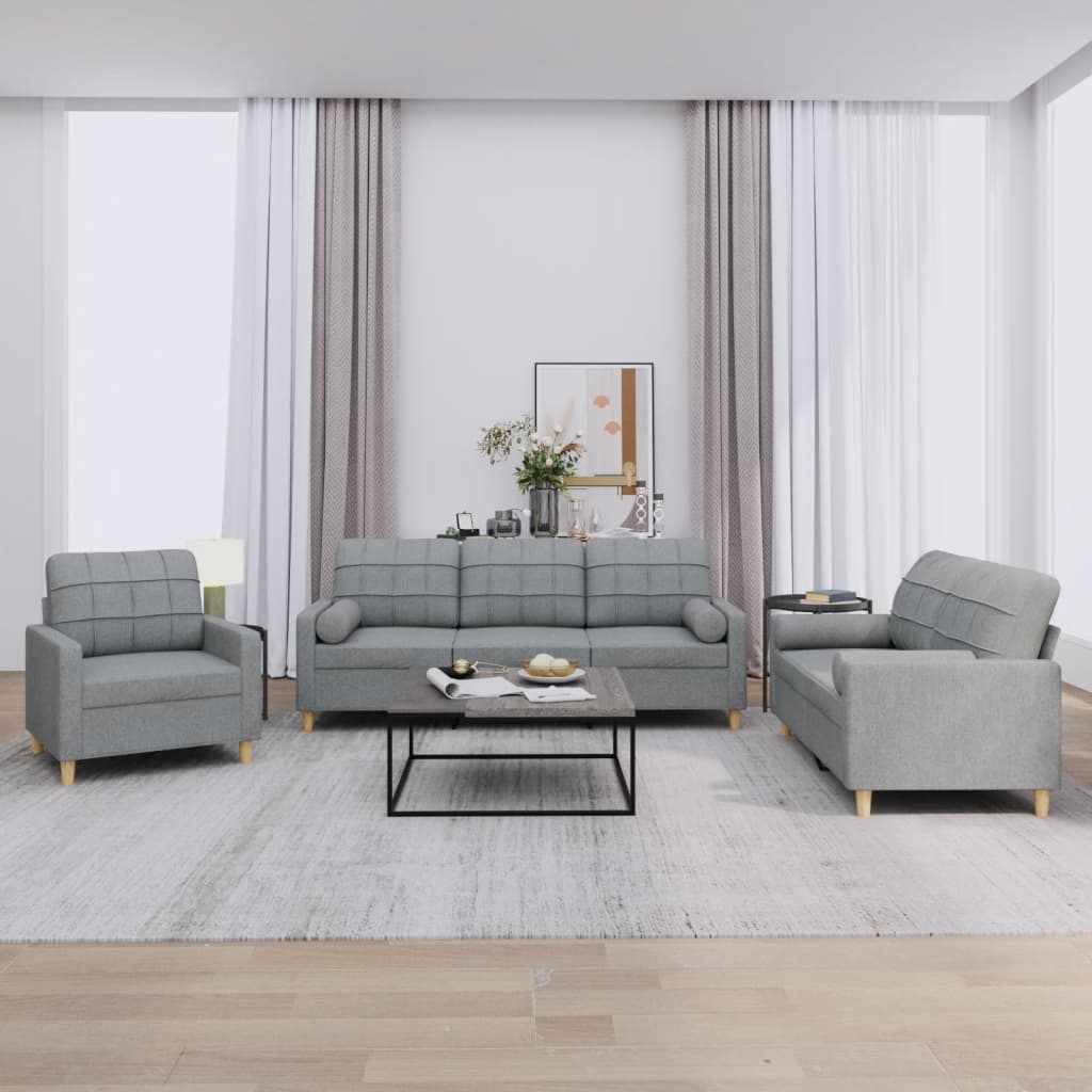 3-delige Loungeset met kussens stof lichtgrijs is nu te koop bij PeponiXL, paradijselijk wonen!