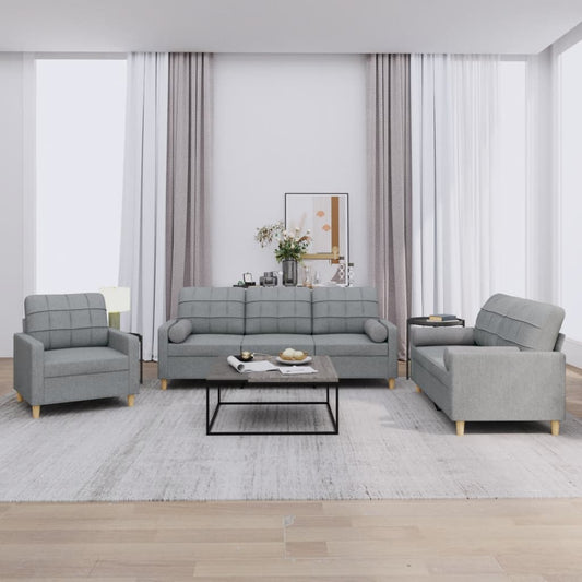 3-delige Loungeset met kussens stof lichtgrijs is nu te koop bij PeponiXL, paradijselijk wonen!