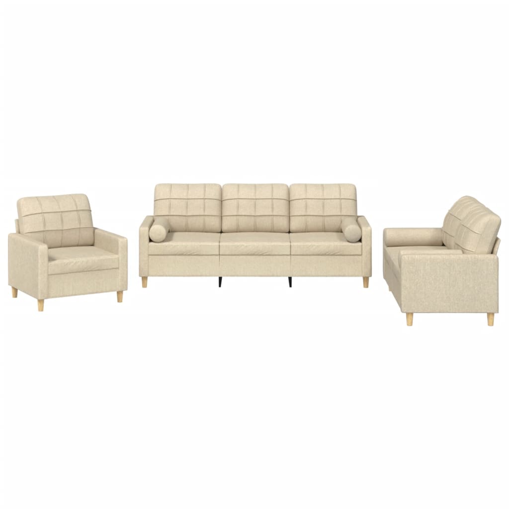 3-delige Loungeset met kussens stof crèmekleurig is nu te koop bij PeponiXL, paradijselijk wonen!