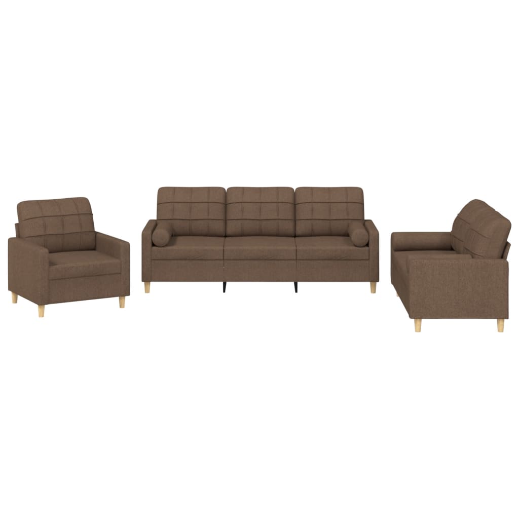 3-delige Loungeset met kussens stof bruin is nu te koop bij PeponiXL, paradijselijk wonen!