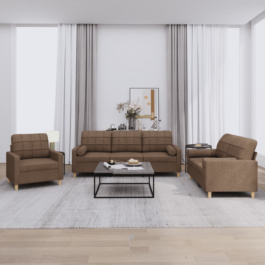 3-delige Loungeset met kussens stof bruin is nu te koop bij PeponiXL, paradijselijk wonen!
