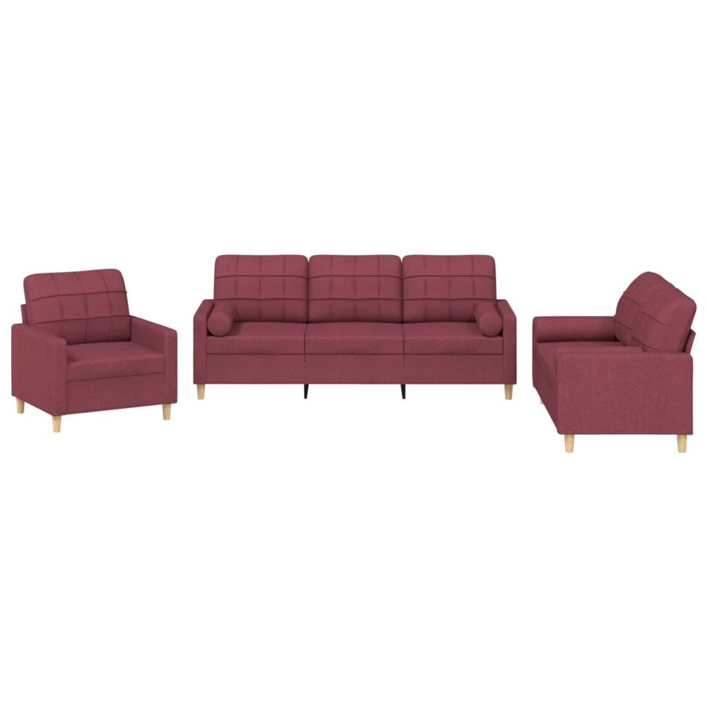 3-delige Loungeset met kussens stof wijnrood is nu te koop bij PeponiXL, paradijselijk wonen!