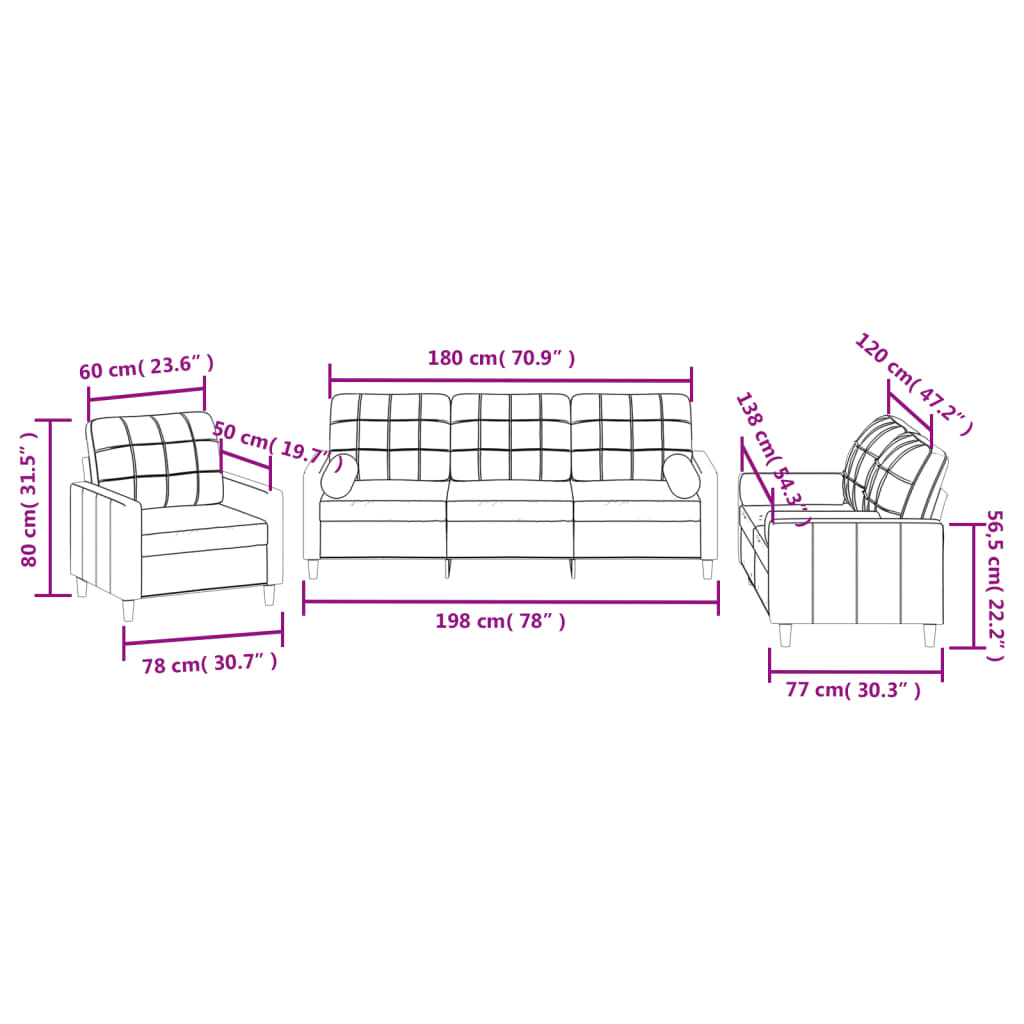 3-delige Loungeset met kussens stof wijnrood is nu te koop bij PeponiXL, paradijselijk wonen!
