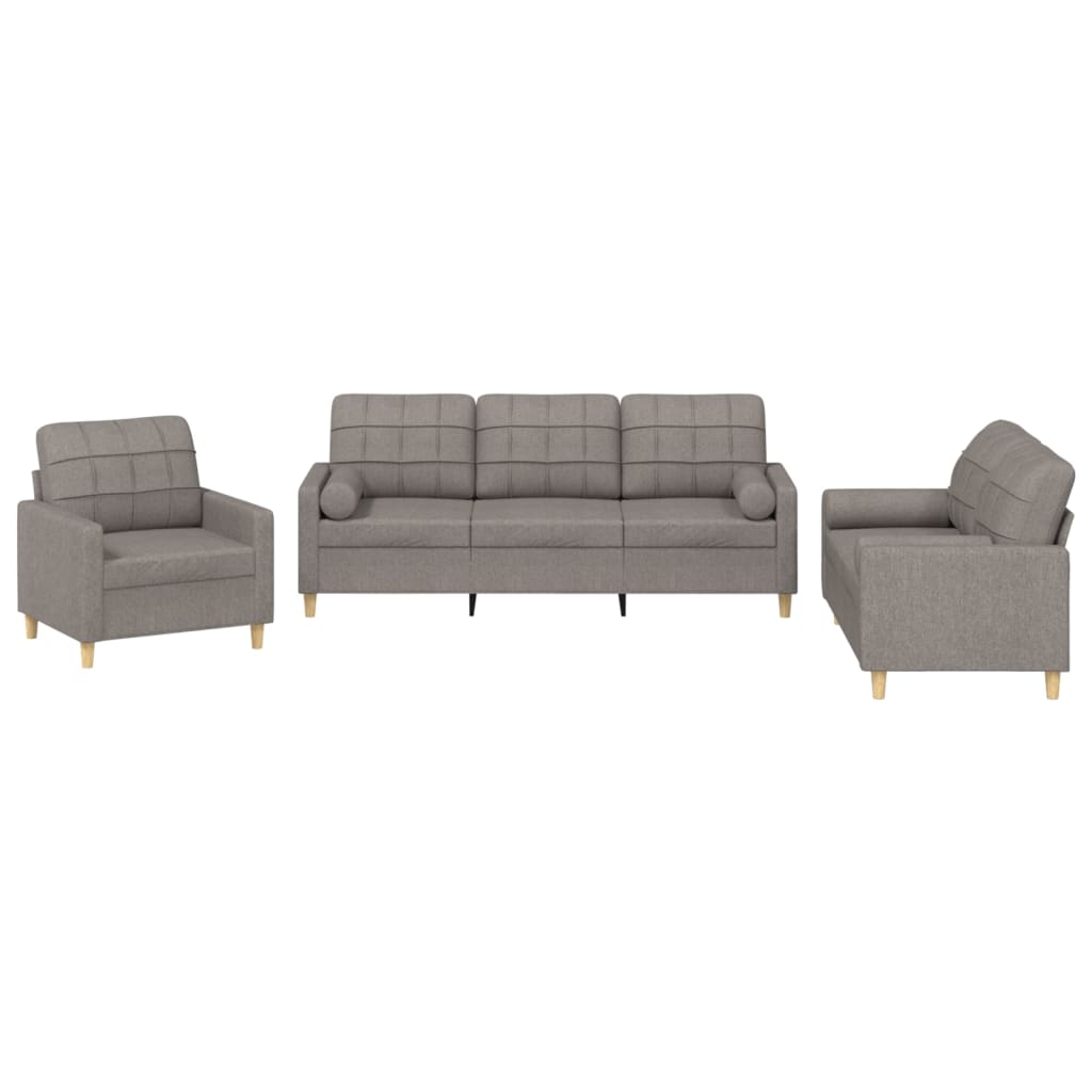 3-delige Loungeset met kussens stof taupe is nu te koop bij PeponiXL, paradijselijk wonen!