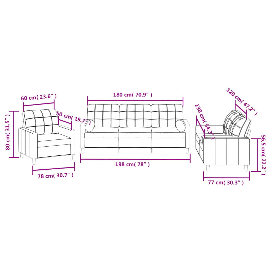 3-delige Loungeset met kussens stof taupe is nu te koop bij PeponiXL, paradijselijk wonen!