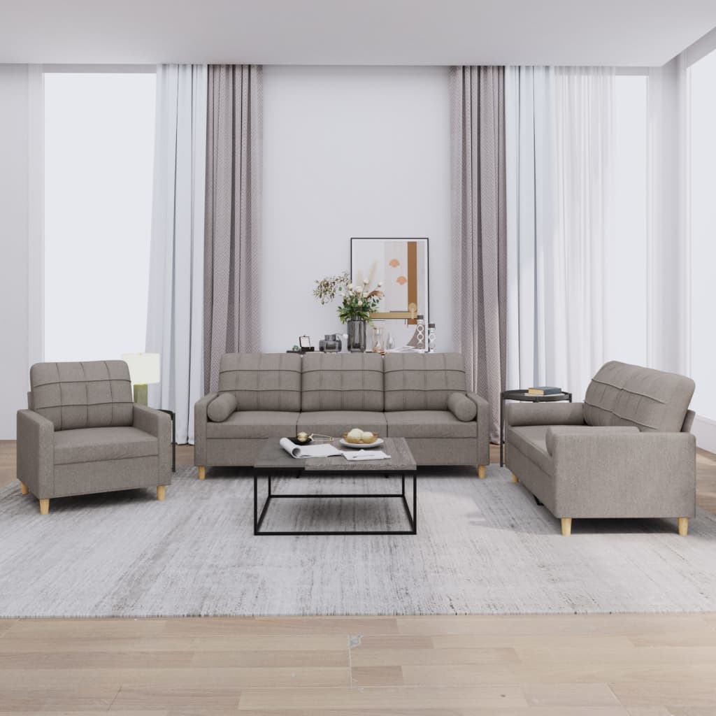 3-delige Loungeset met kussens stof taupe is nu te koop bij PeponiXL, paradijselijk wonen!