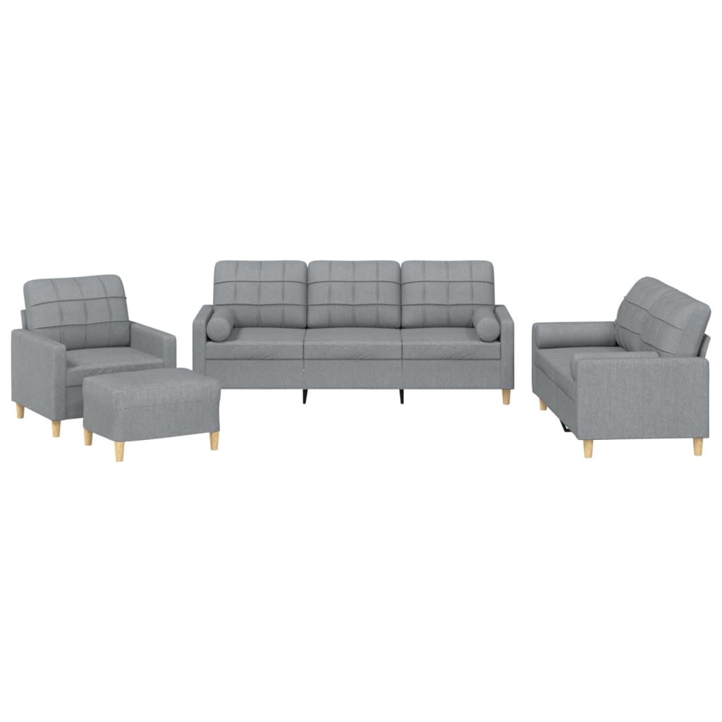 4-delige Loungeset met kussens stof lichtgrijs is nu te koop bij PeponiXL, paradijselijk wonen!