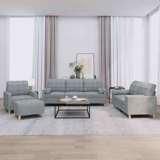 4-delige Loungeset met kussens stof lichtgrijs is nu te koop bij PeponiXL, paradijselijk wonen!