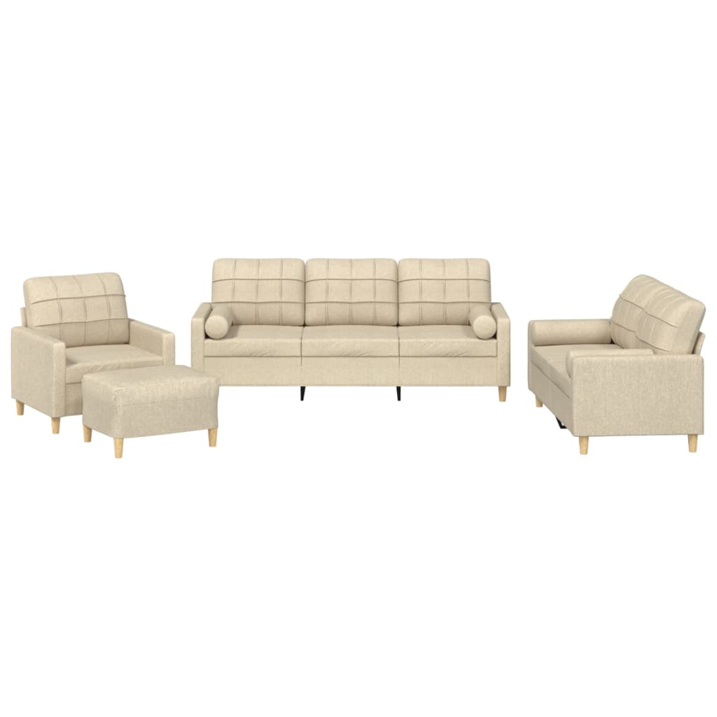4-delige Loungeset met kussens stof crèmekleurig is nu te koop bij PeponiXL, paradijselijk wonen!