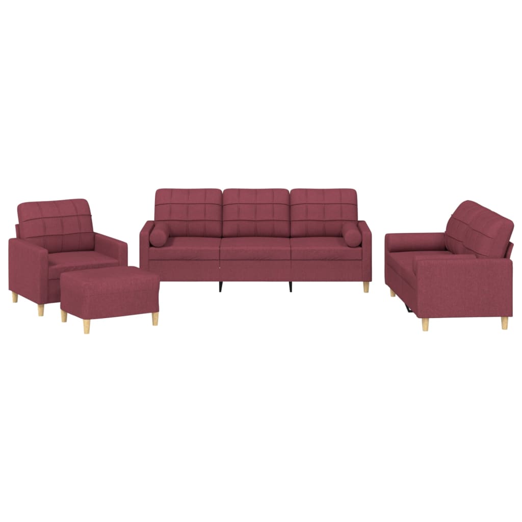 4-delige Loungeset met kussens stof wijnrood is nu te koop bij PeponiXL, paradijselijk wonen!