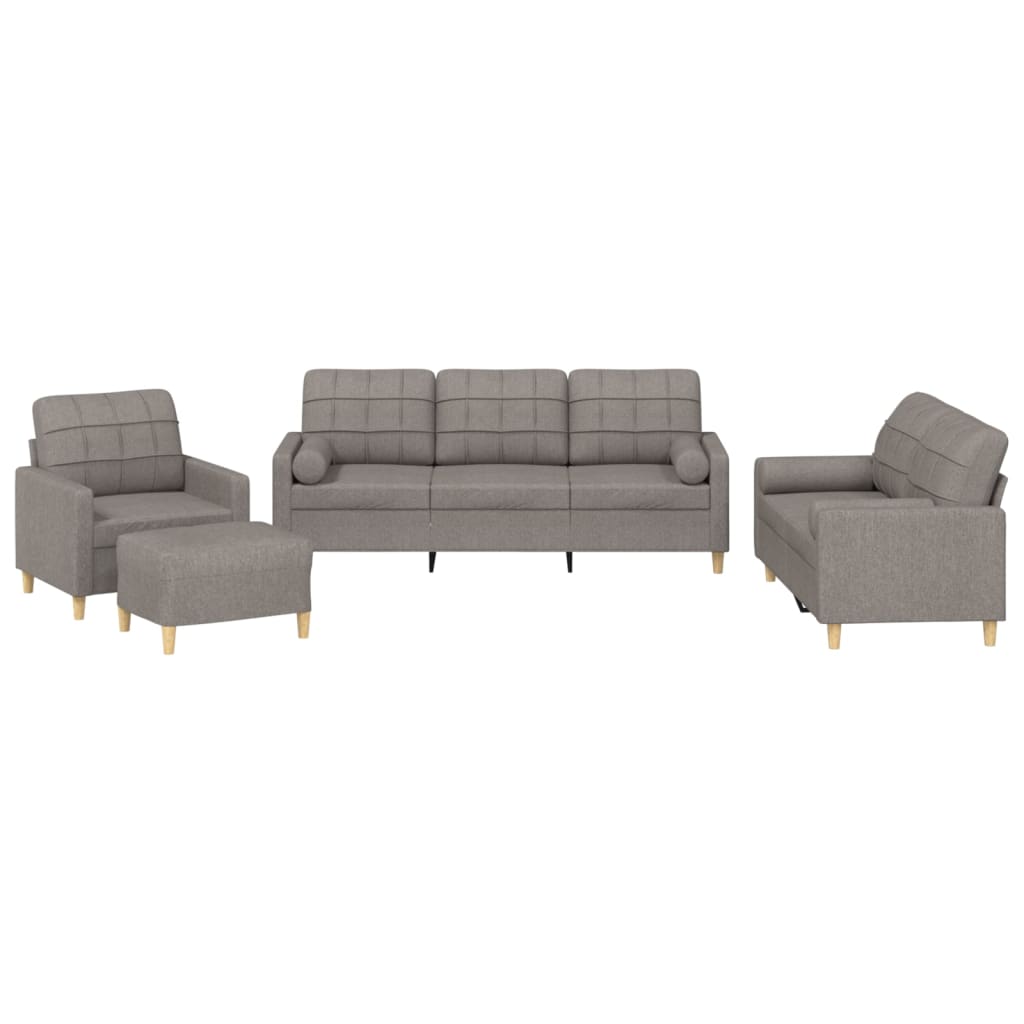 4-delige Loungeset met kussens stof taupe is nu te koop bij PeponiXL, paradijselijk wonen!