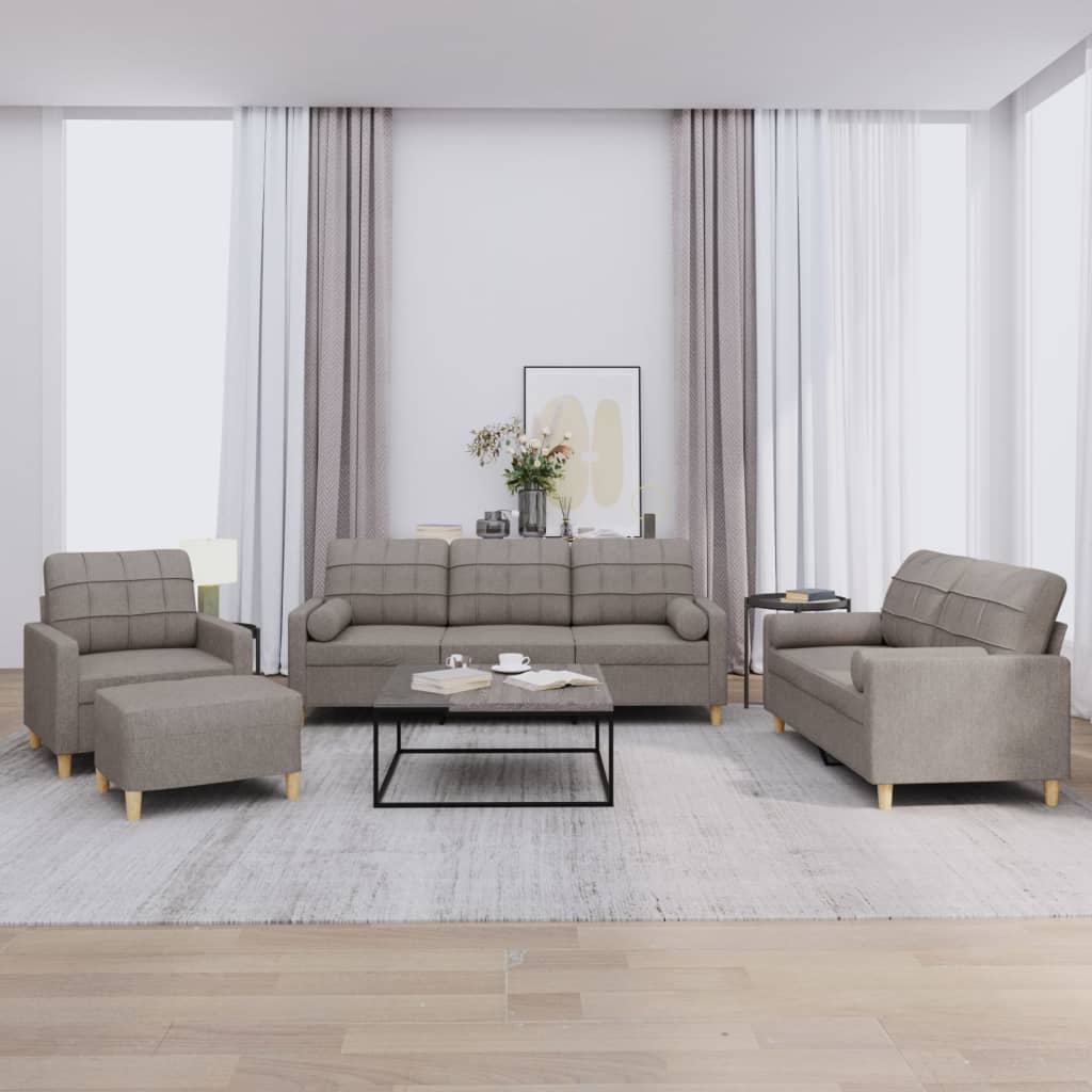 4-delige Loungeset met kussens stof taupe is nu te koop bij PeponiXL, paradijselijk wonen!