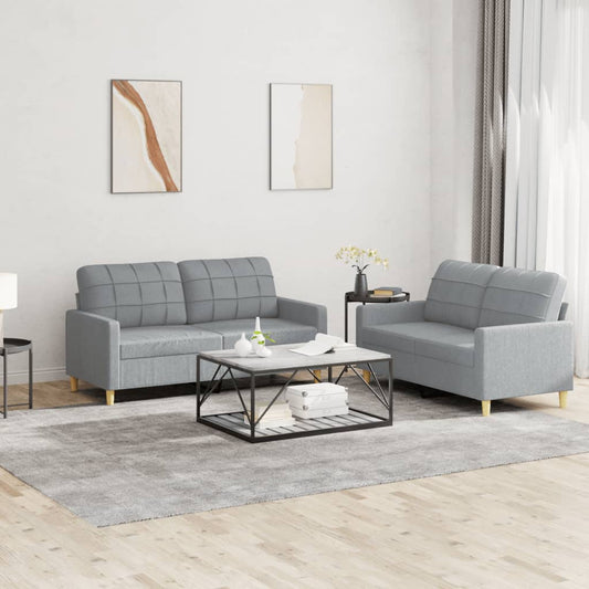 2-delige Loungeset met kussens stof lichtgrijs is nu te koop bij PeponiXL, paradijselijk wonen!