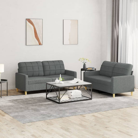 2-delige Loungeset met kussens stof donkergrijs is nu te koop bij PeponiXL, paradijselijk wonen!