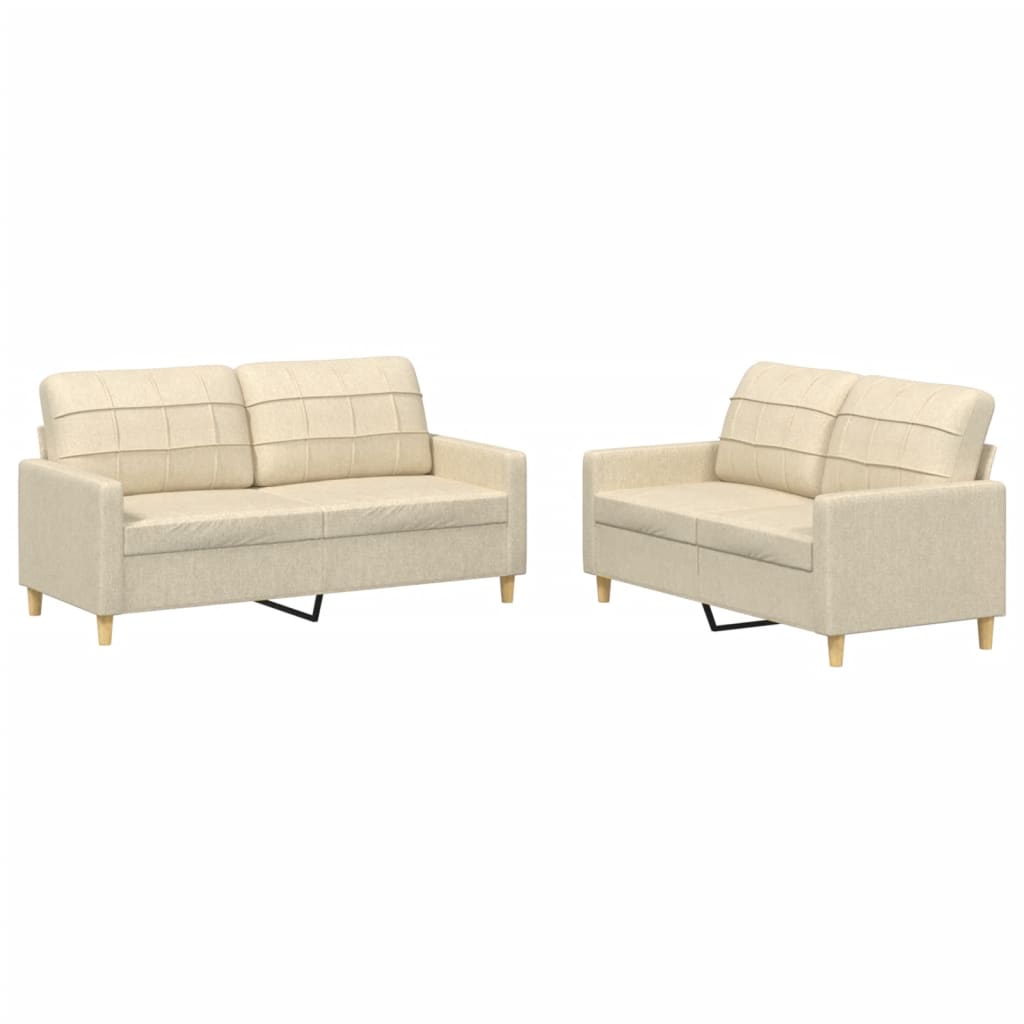 2-delige Loungeset met kussens stof crèmekleurig is nu te koop bij PeponiXL, paradijselijk wonen!