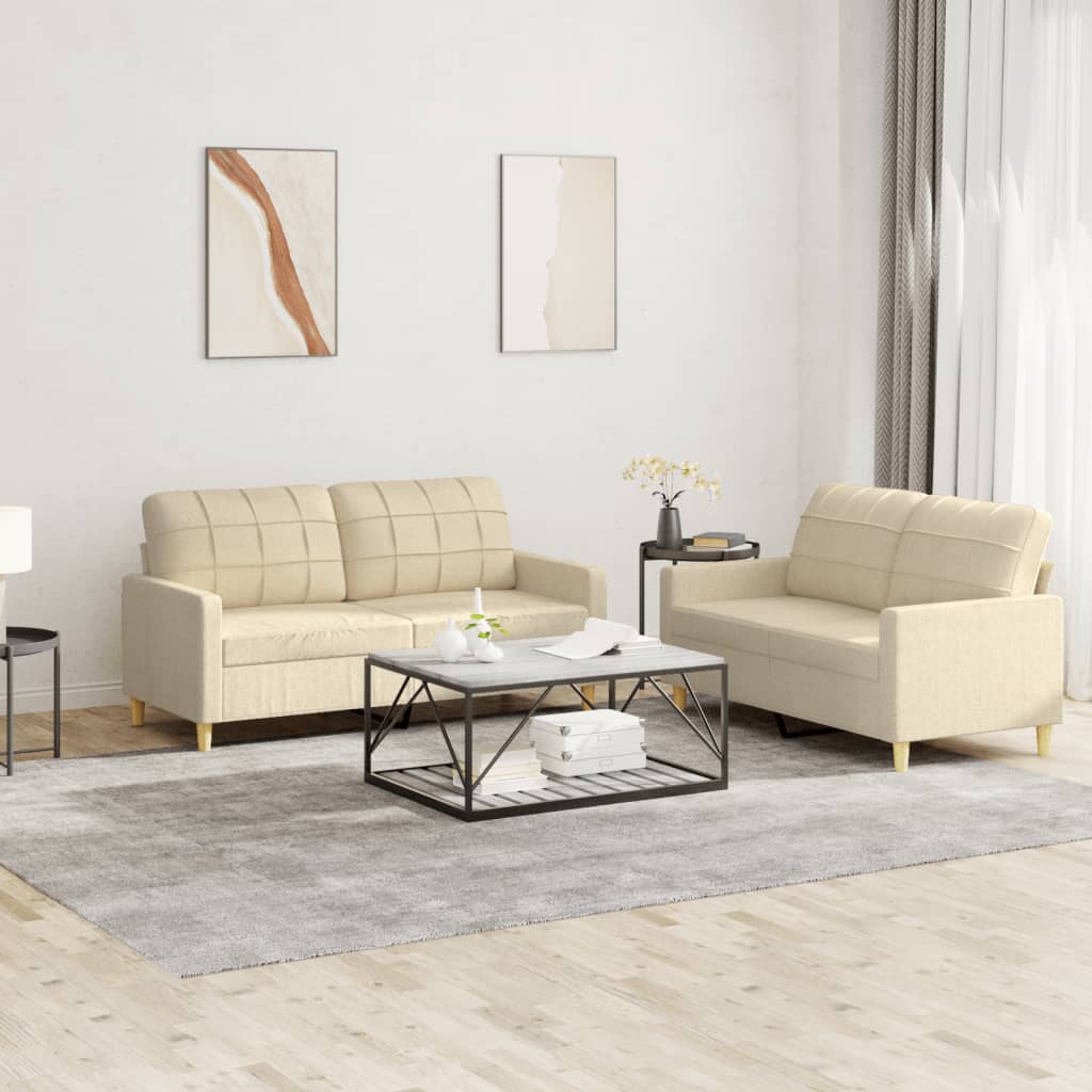 2-delige Loungeset met kussens stof crèmekleurig is nu te koop bij PeponiXL, paradijselijk wonen!