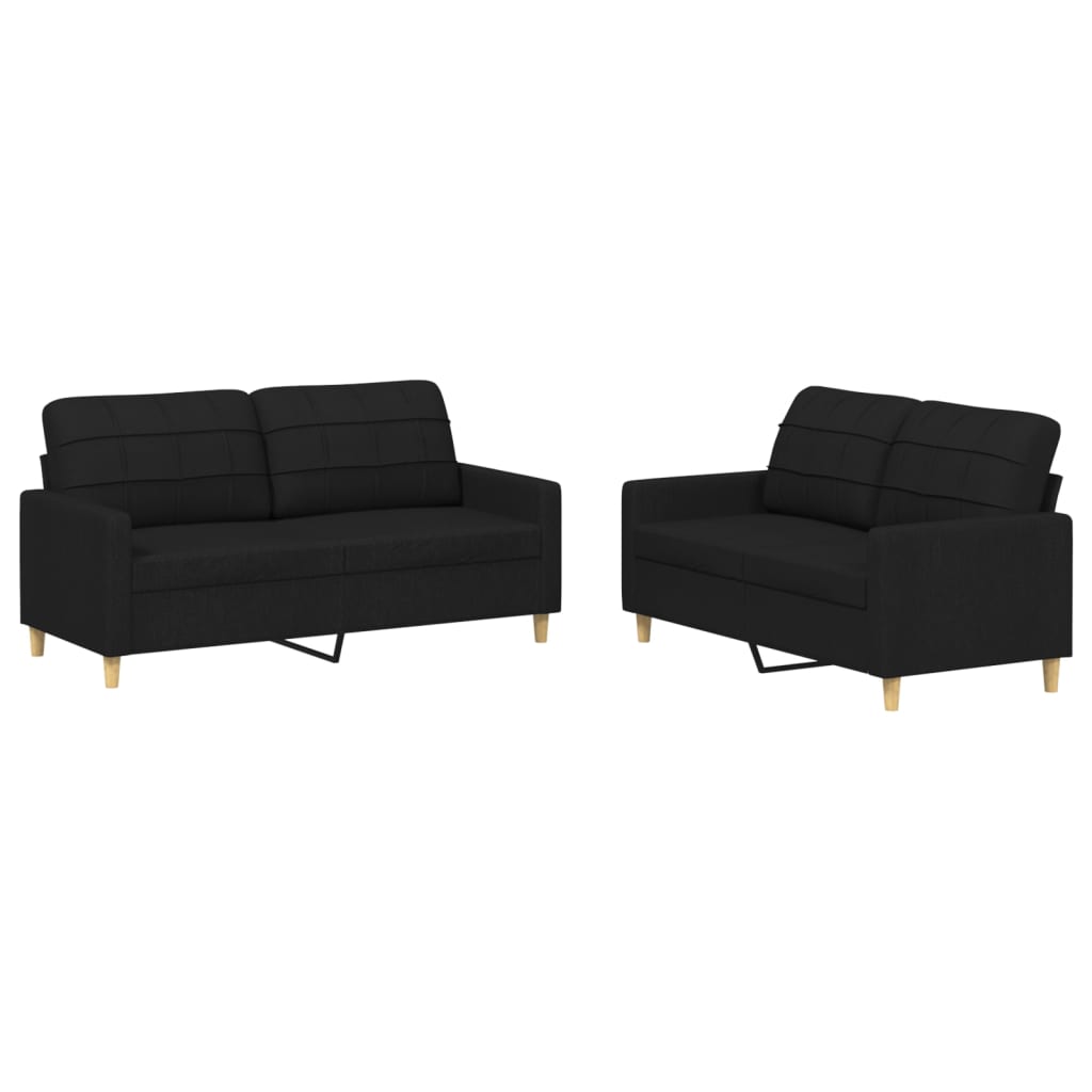 2-delige loungeset met kussens stof zwart is nu te koop bij PeponiXL, paradijselijk wonen!