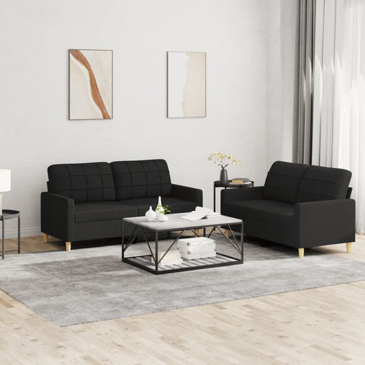 2-delige loungeset met kussens stof zwart is nu te koop bij PeponiXL, paradijselijk wonen!