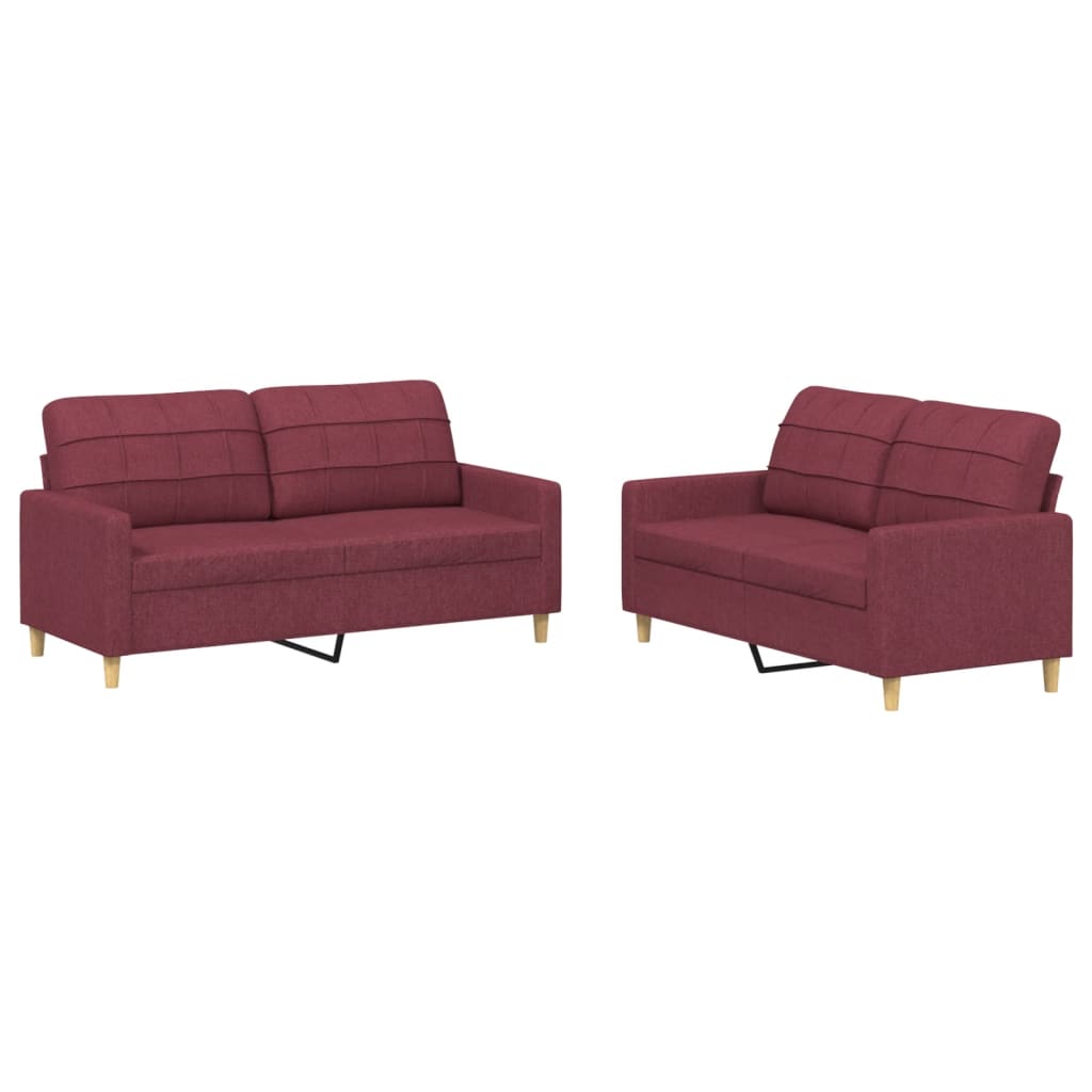 2-delige Loungeset met kussens stof wijnrood is nu te koop bij PeponiXL, paradijselijk wonen!