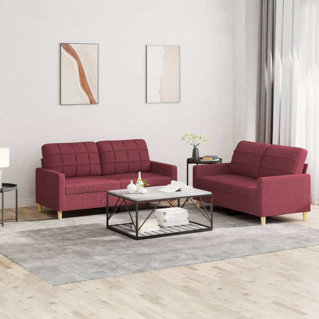 2-delige Loungeset met kussens stof wijnrood is nu te koop bij PeponiXL, paradijselijk wonen!