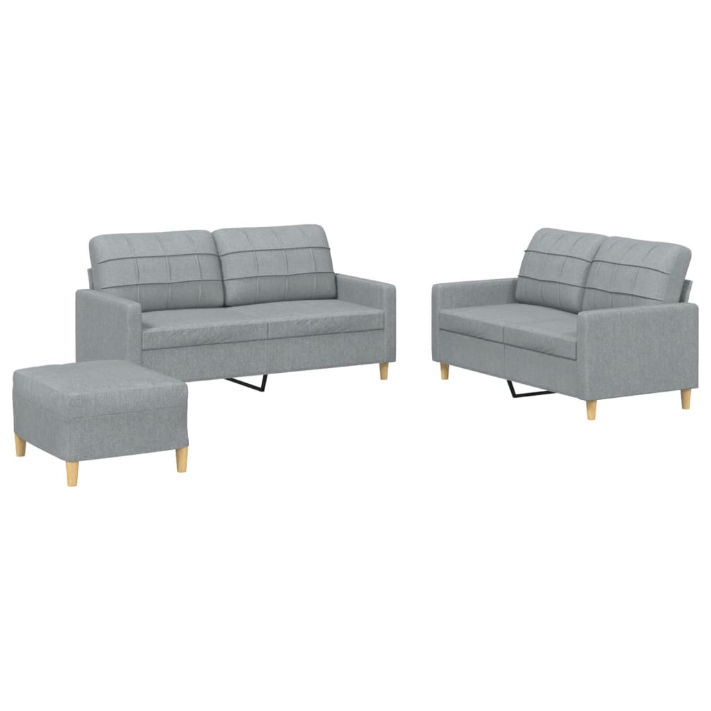 3-delige Loungeset met kussens stof lichtgrijs is nu te koop bij PeponiXL, paradijselijk wonen!