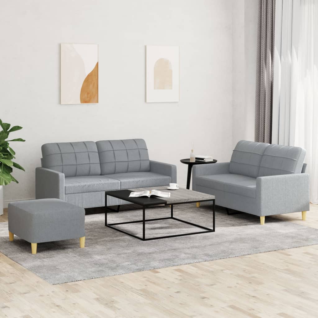 3-delige Loungeset met kussens stof lichtgrijs is nu te koop bij PeponiXL, paradijselijk wonen!