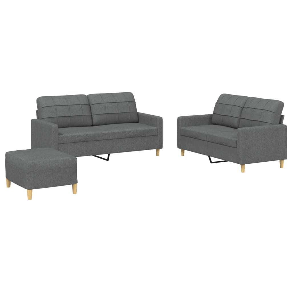 3-delige Loungeset met kussens stof donkergrijs is nu te koop bij PeponiXL, paradijselijk wonen!