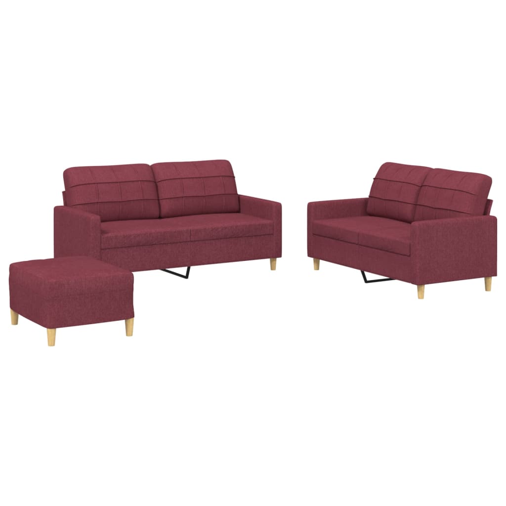3-delige Loungeset met kussens stof wijnrood is nu te koop bij PeponiXL, paradijselijk wonen!